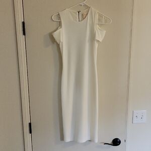 Alice + Olivia Off-Shoulder White Midi Dress